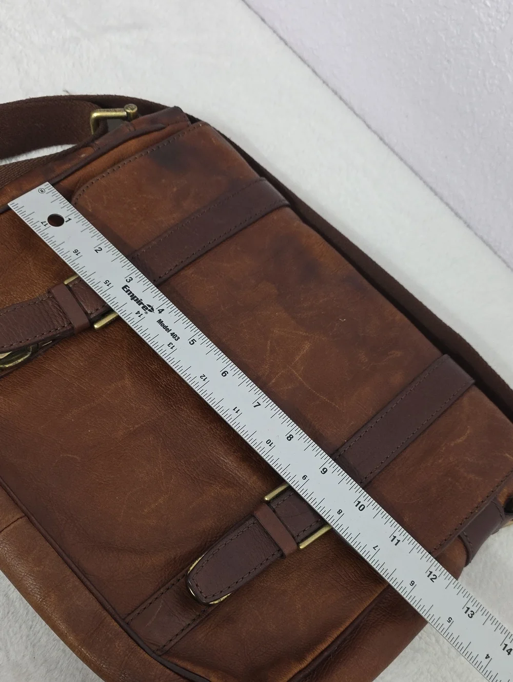Fossil Brown Leather Messenger Crossbody Bag Distressed Vintage Style